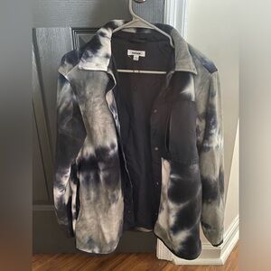 Garage tie dye fleece shacket with zipper